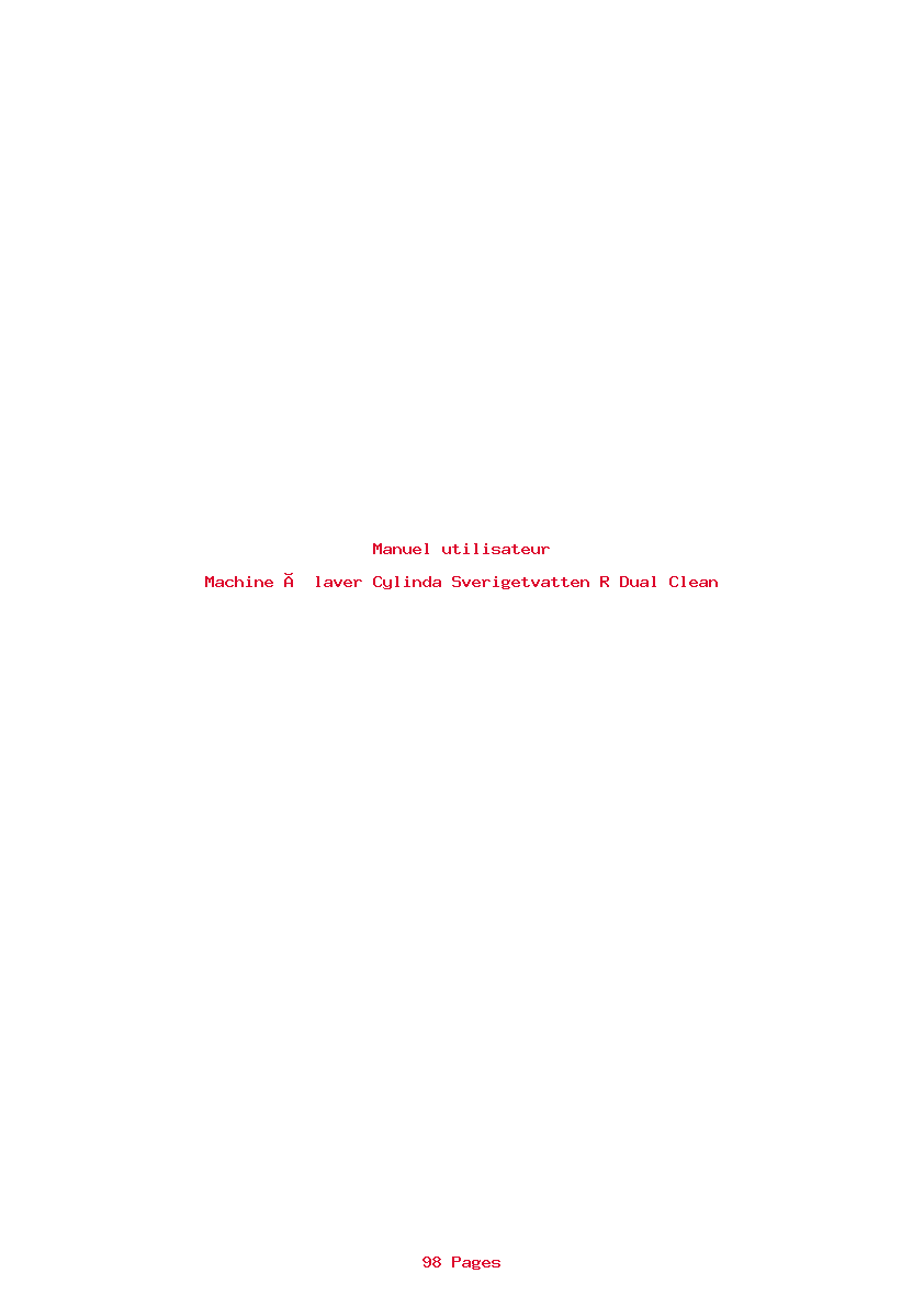 Page 1 de la notice Manuel utilisateur Cylinda Sverigetvatten R Dual Clean