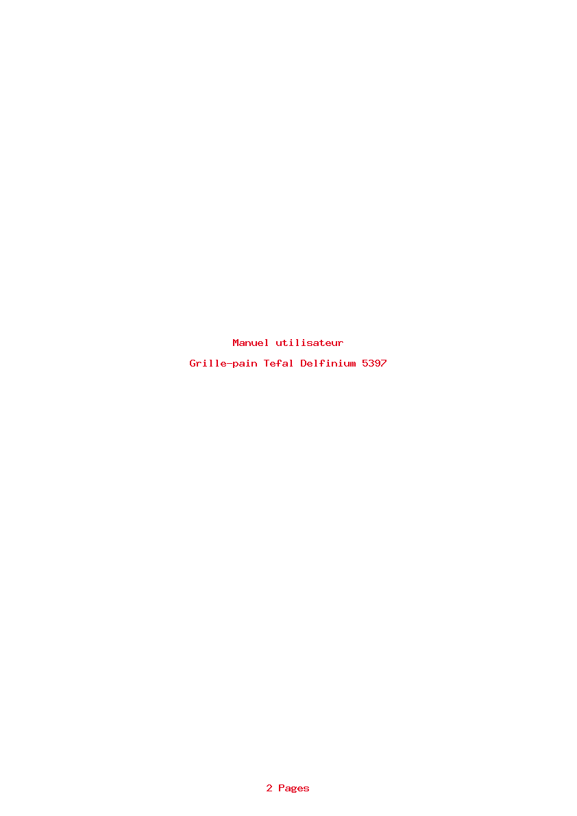 Page 1 de la notice Manuel utilisateur Tefal Delfinium 5397