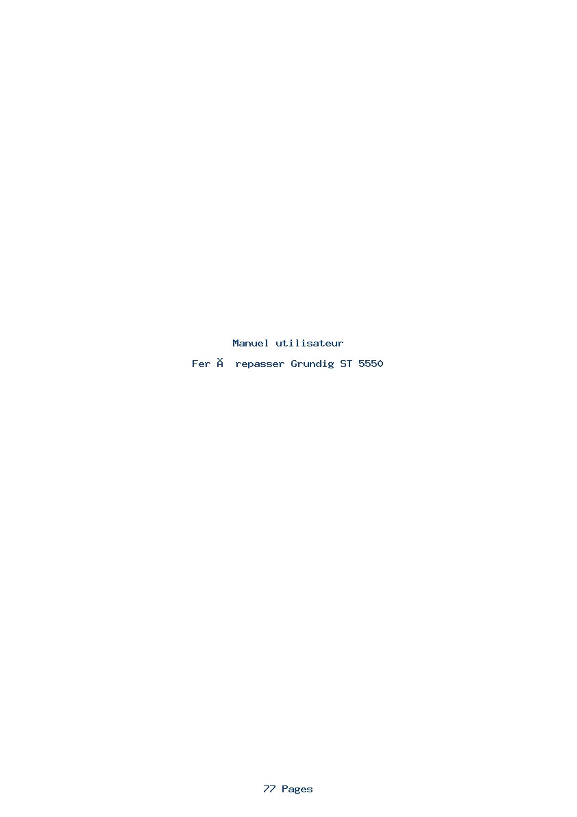Page 1 de la notice Manuel utilisateur Grundig ST 5550