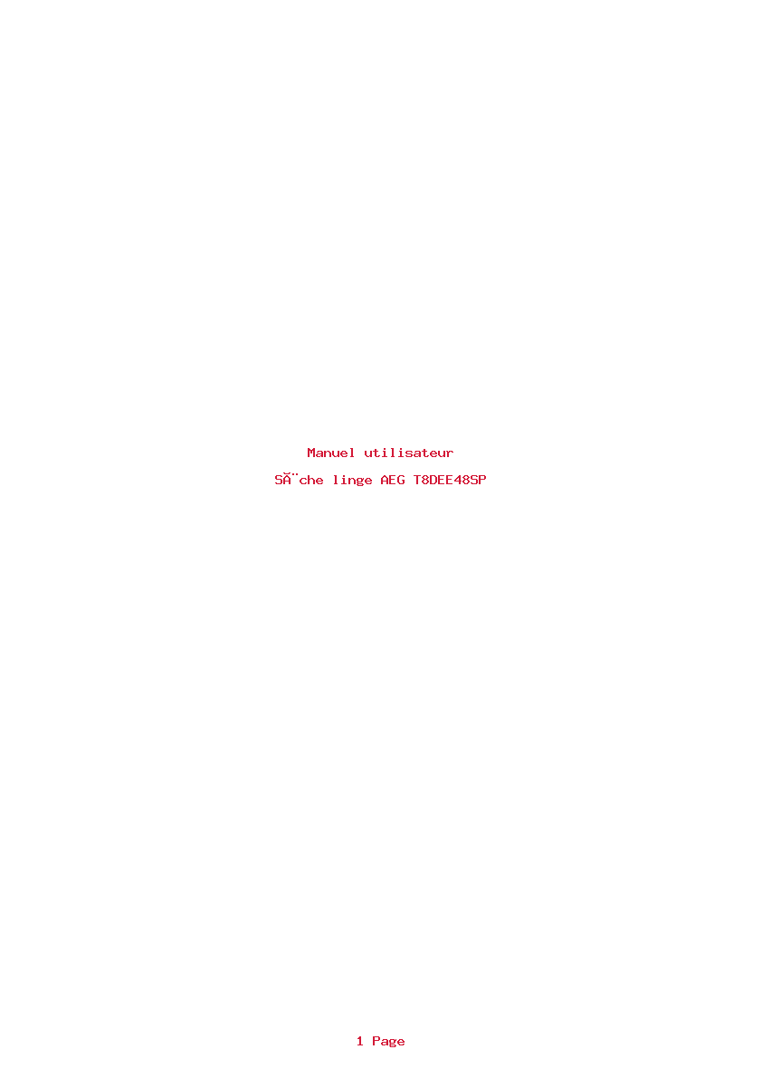 Page 1 de la notice Manuel utilisateur AEG T8DEE48SP