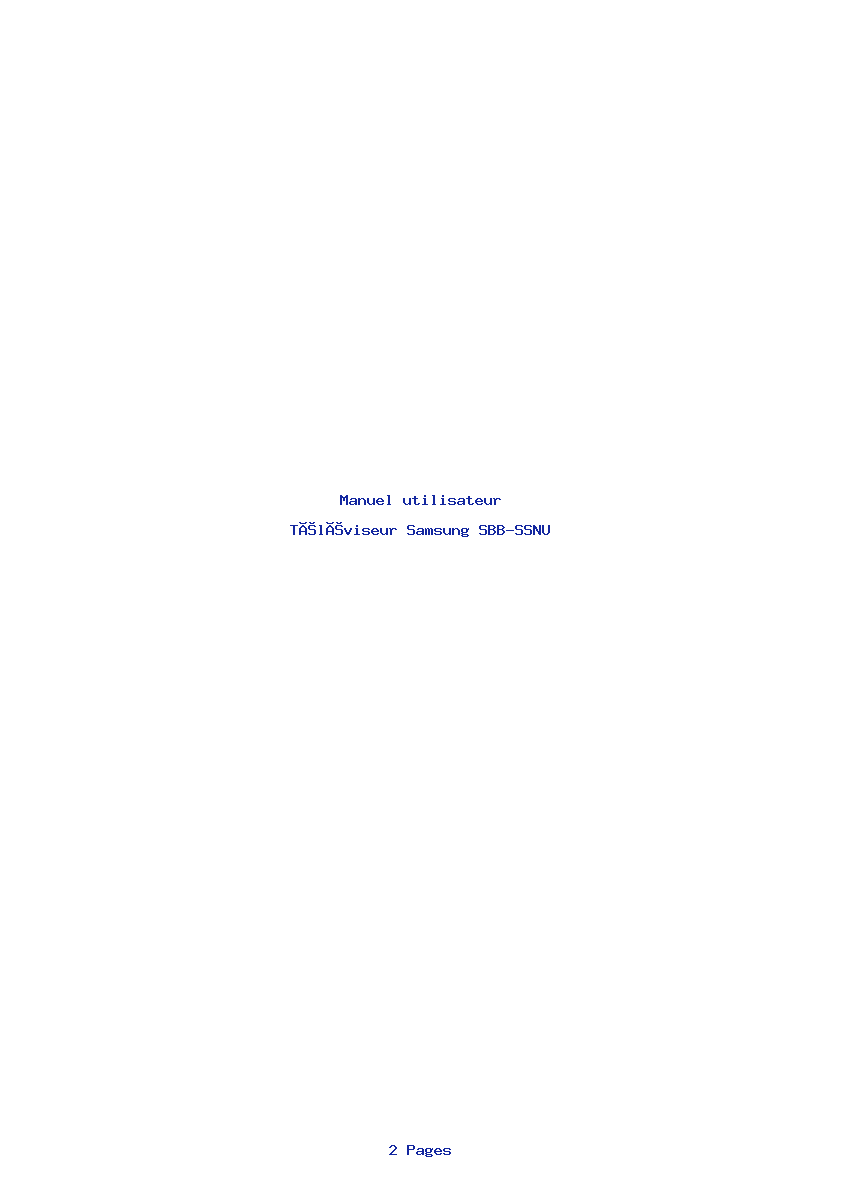 Page 1 de la notice Manuel utilisateur Samsung SBB-SSNU