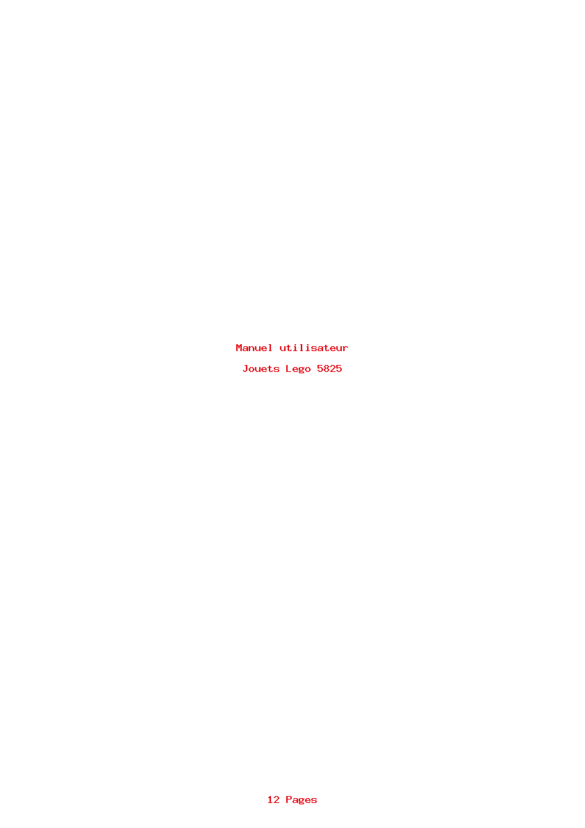 Page 1 de la notice Manuel utilisateur Lego 5825