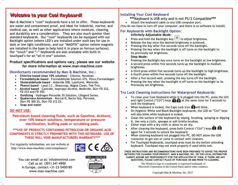 Page 1 de la notice Manuel utilisateur Man & Machine RCLP/MAG/B5