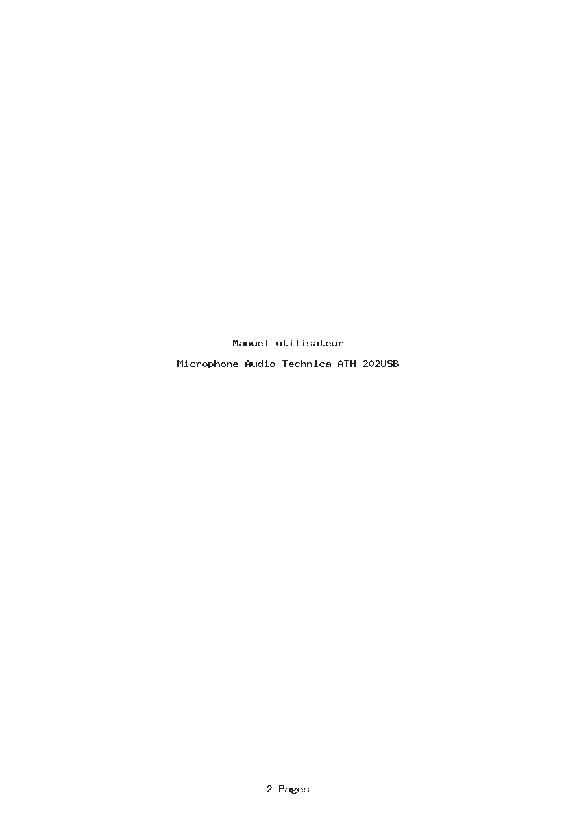 Page 1 de la notice Manuel utilisateur Audio-Technica ATH-202USB