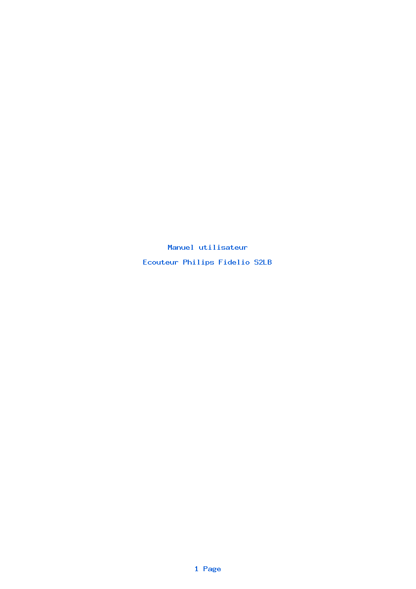 Page 1 de la notice Manuel utilisateur Philips Fidelio S2LB
