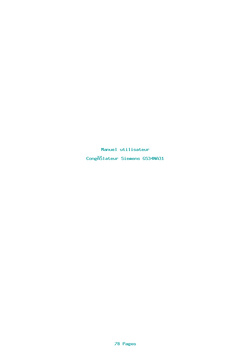 Page 1 de la notice Manuel utilisateur Siemens GS34NA31