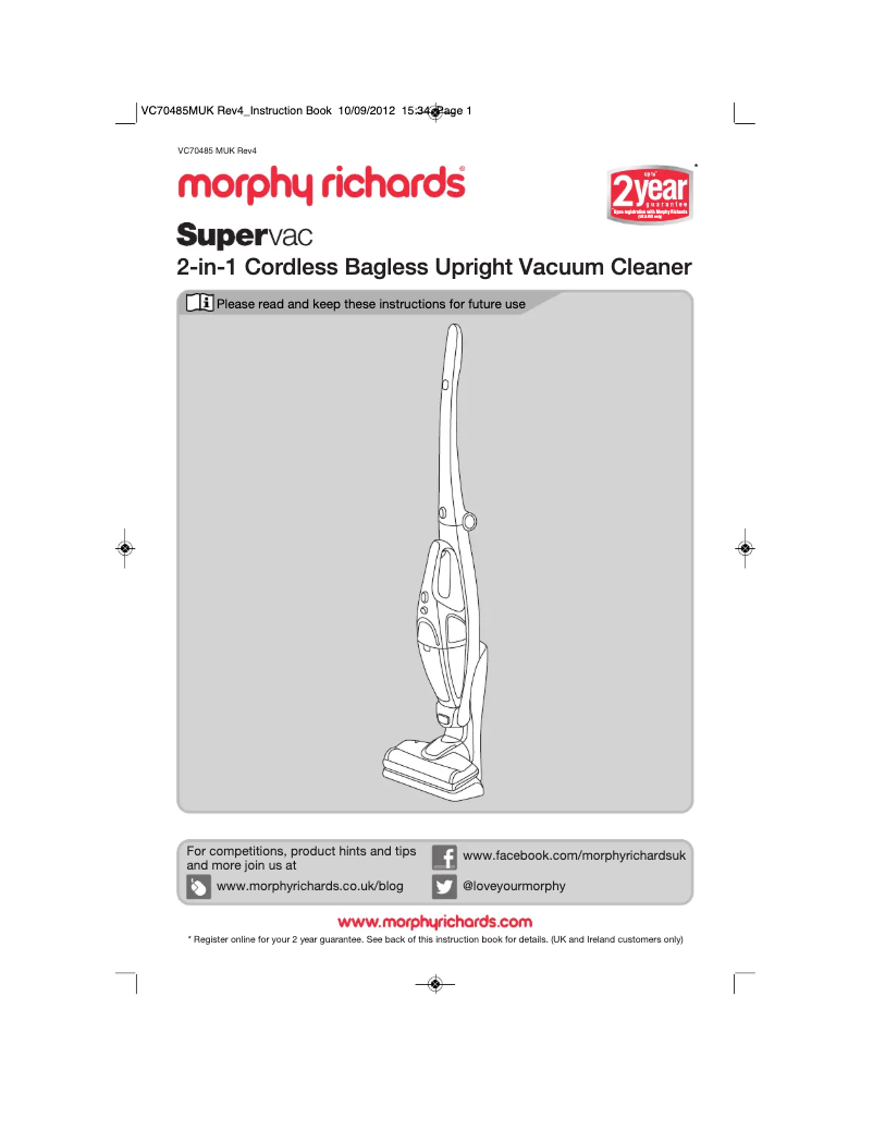 Page 1 de la notice Manuel utilisateur Morphy Richards 731001