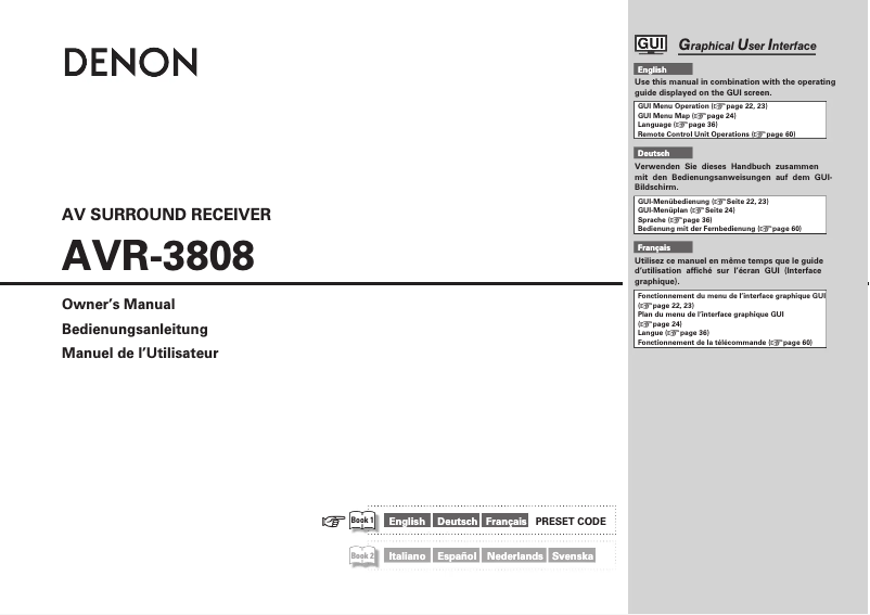 Page 1 de la notice Manuel utilisateur Denon AVR-3808A
