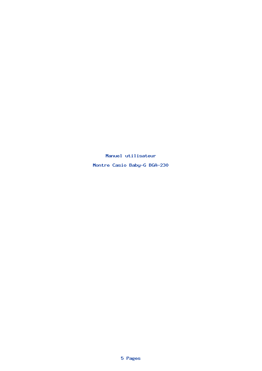Page 1 de la notice Manuel utilisateur Casio Baby-G BGA-230