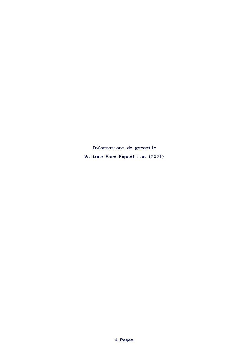Page 1 de la notice Informations de garantie Ford Expedition (2021)