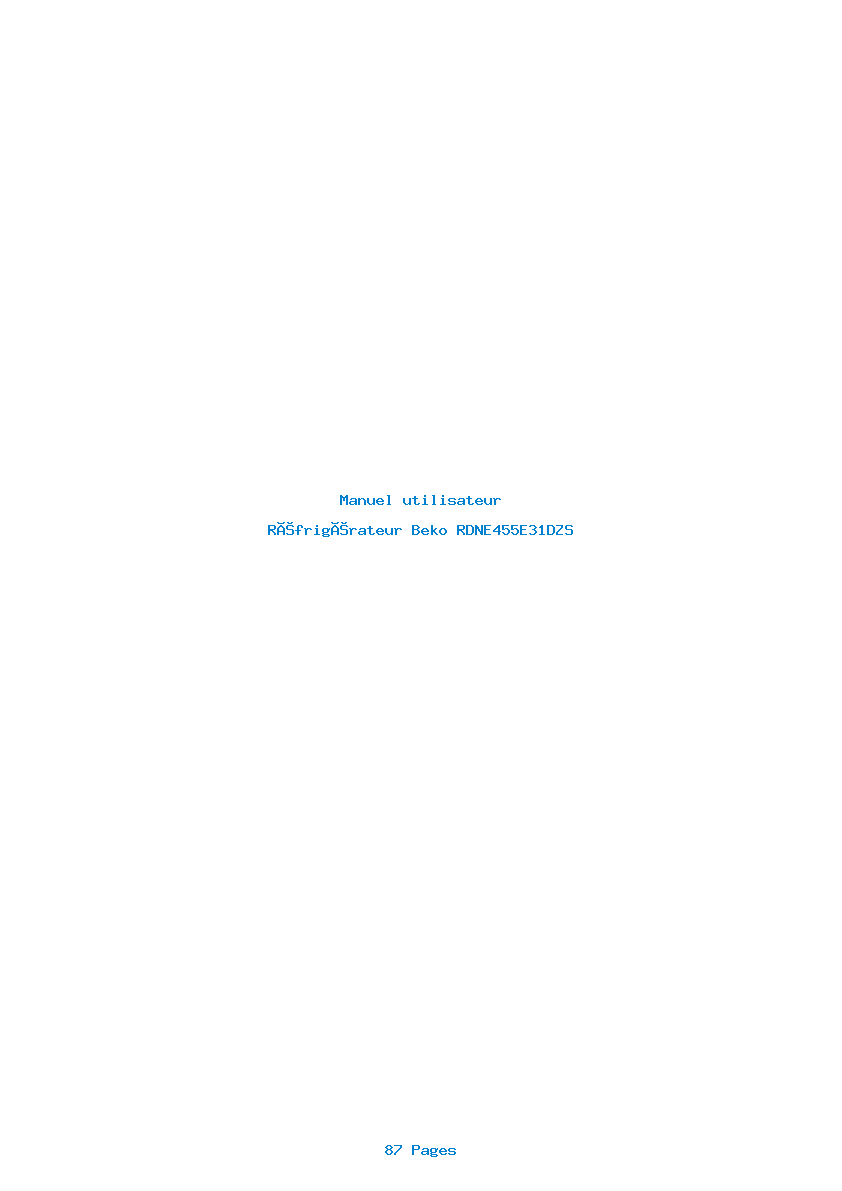 Page 1 de la notice Manuel utilisateur Beko RDNE455E31DZS