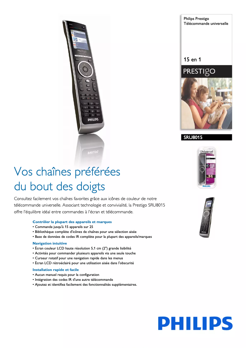 Página 1 del manual Ficha técnica Philips SRU8015