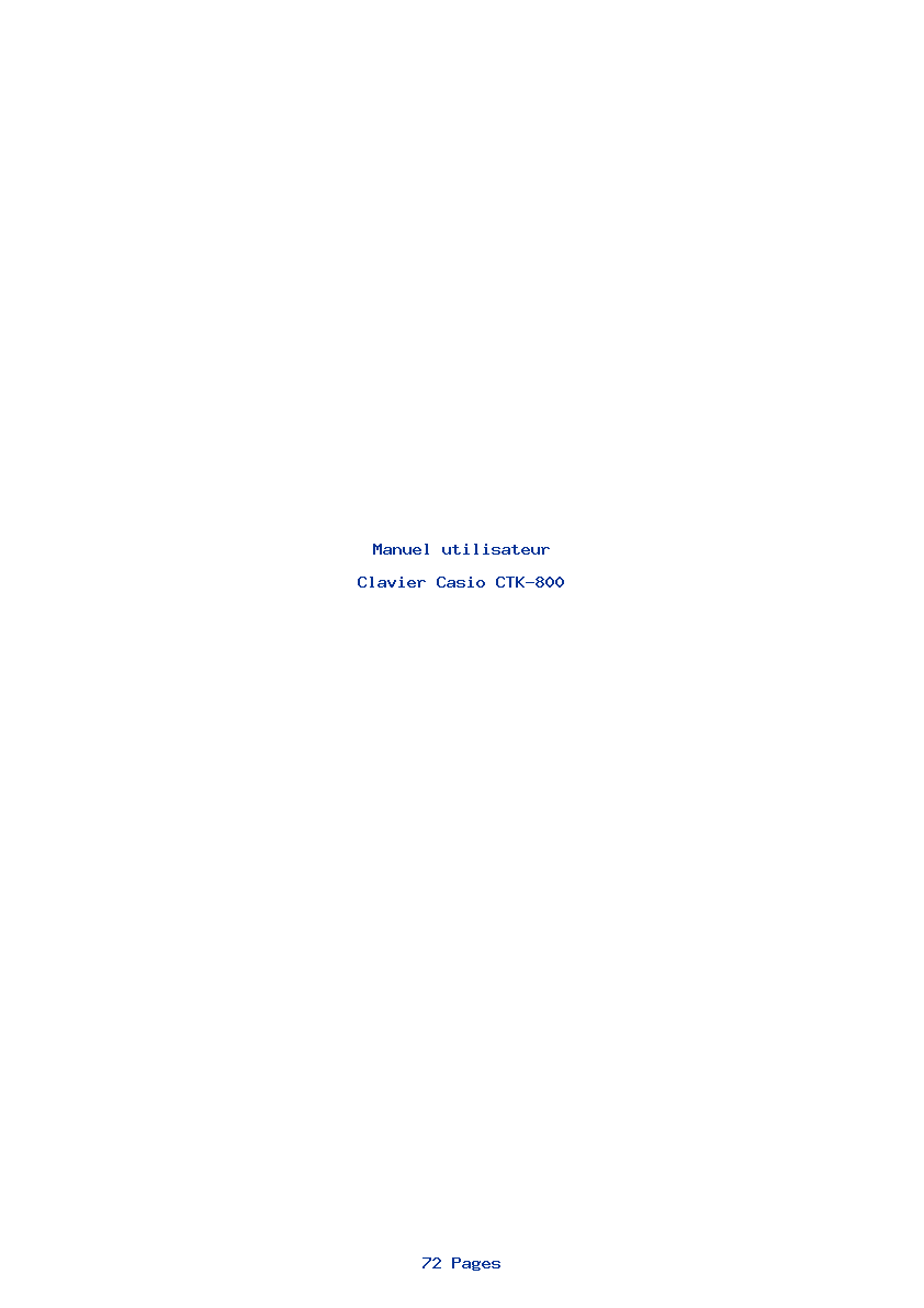 Page 1 de la notice Manuel utilisateur Casio CTK-800