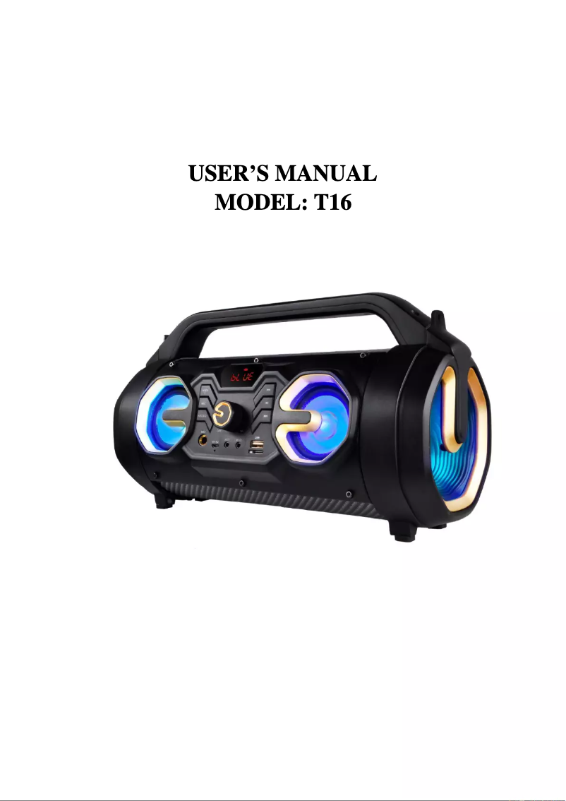 Page 1 of the manual User Manual Boytone BT-16S