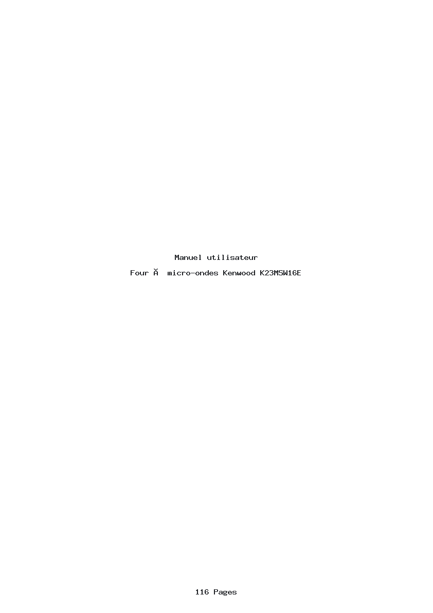 Page 1 de la notice Manuel utilisateur Kenwood K23MSW16E