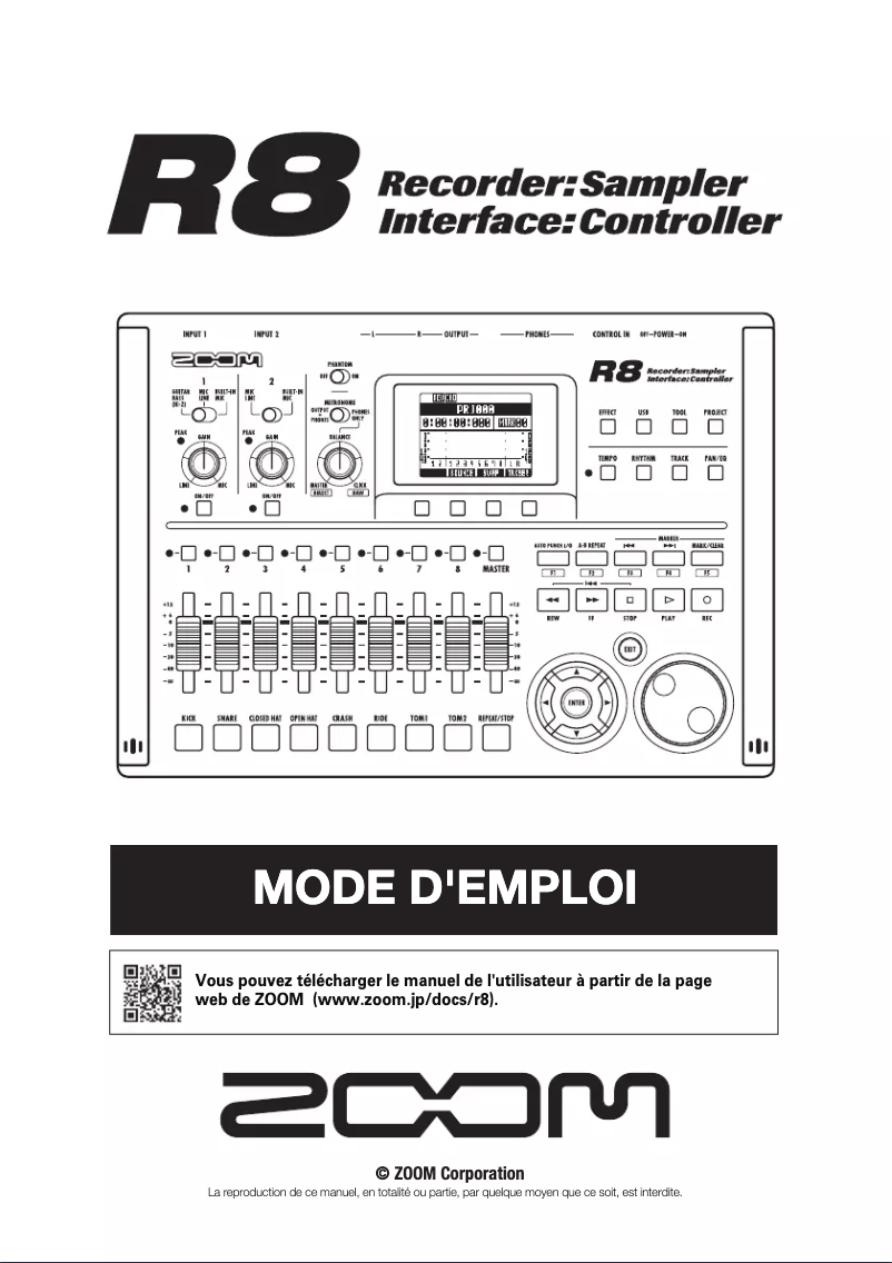 Page 1 de la notice Manuel utilisateur Zoom R8