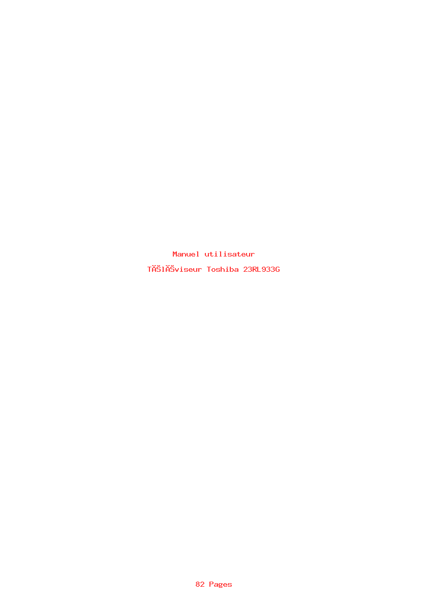 Page 1 de la notice Manuel utilisateur Toshiba 23RL933G