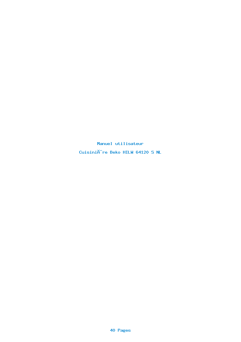 Page 1 de la notice Manuel utilisateur Beko HILW 64120 S NL
