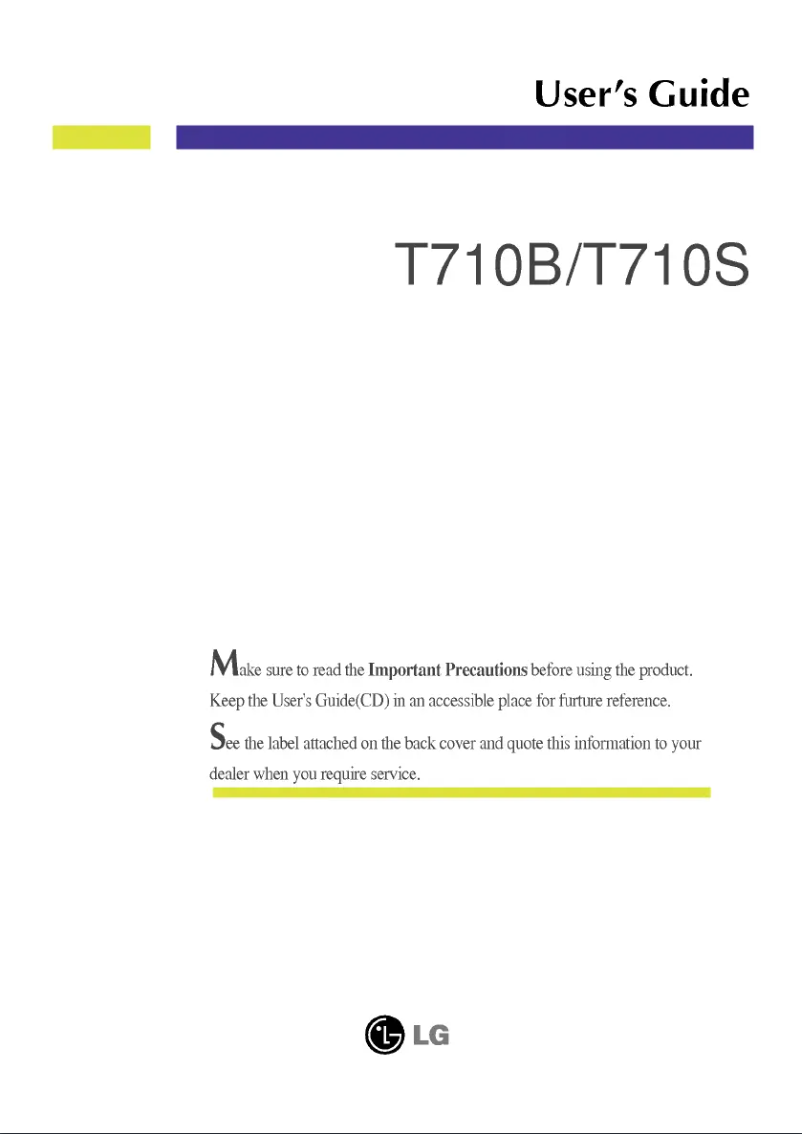 Page 1 de la notice Manuel utilisateur LG T710S