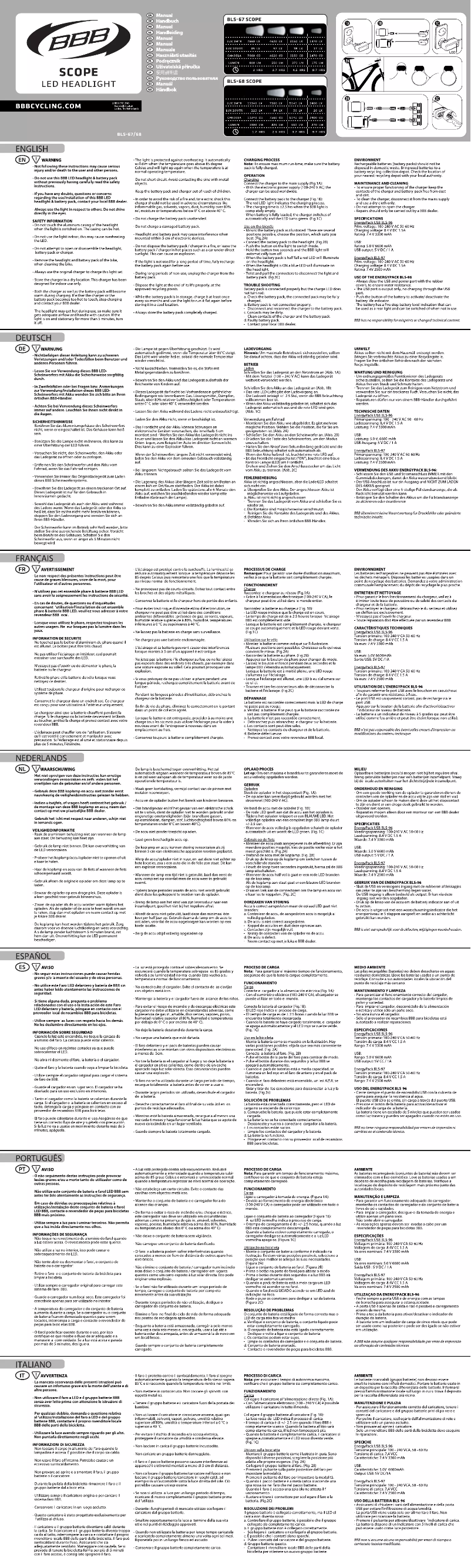 Page 1 de la notice Manuel utilisateur BBB Scope 1300 BLS-68