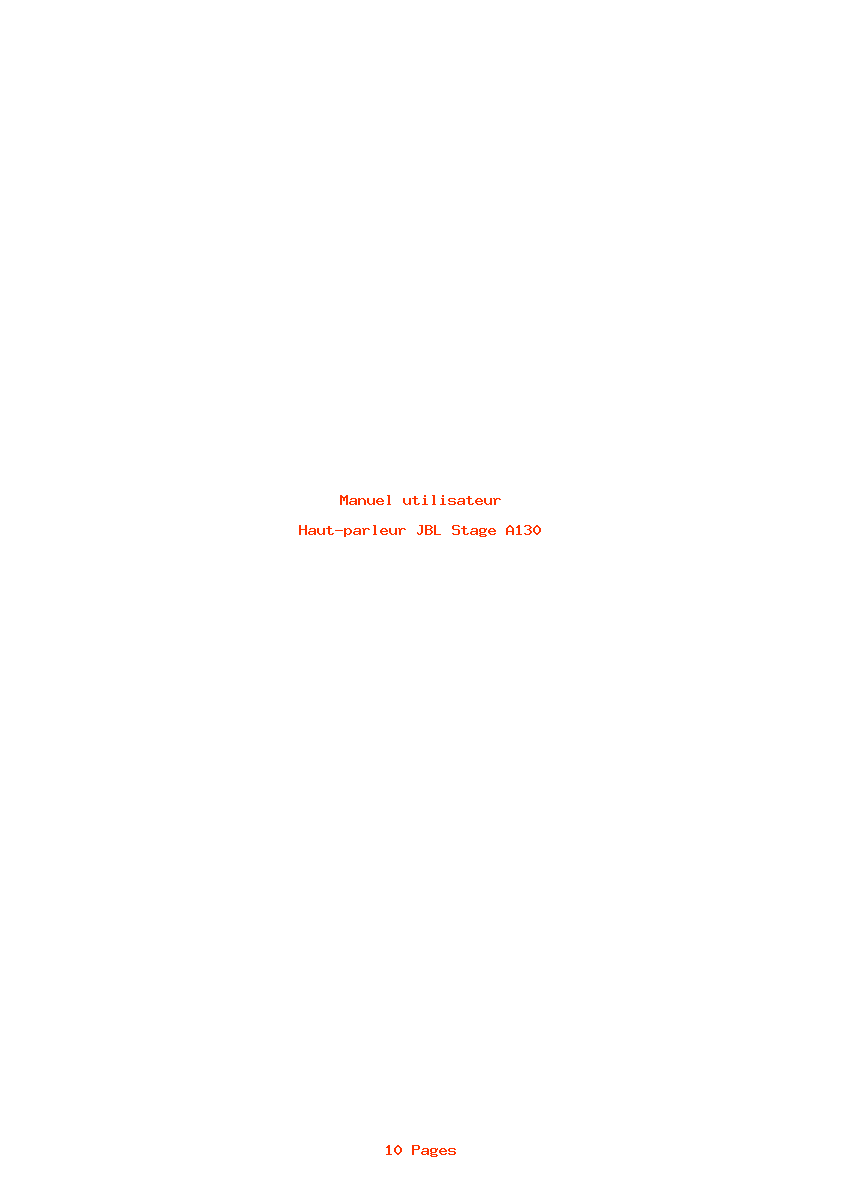 Page 1 de la notice Manuel utilisateur JBL Stage A130