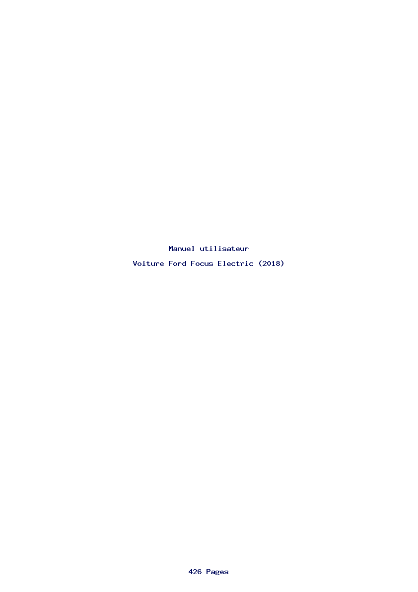 Page 1 de la notice Manuel utilisateur Ford Focus Electric (2018)