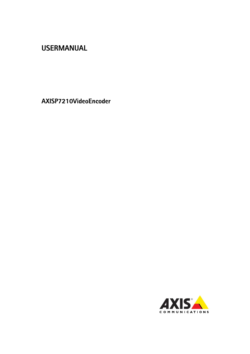 Page 1 of the manual User Manual Axis P7210