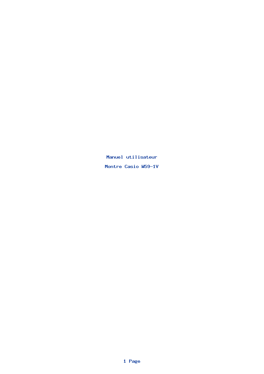 Page 1 de la notice Manuel utilisateur Casio W59-1V
