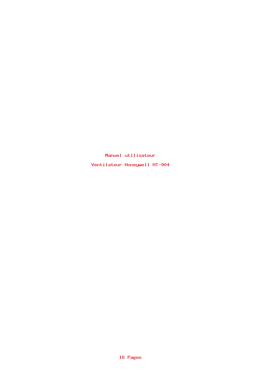 Page 1 de la notice Manuel utilisateur Honeywell HT-904