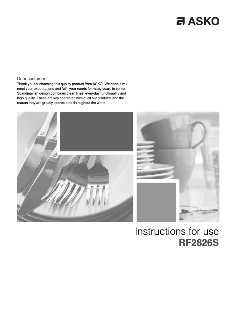 Page 1 of the manual User Manual Asko RF2826S