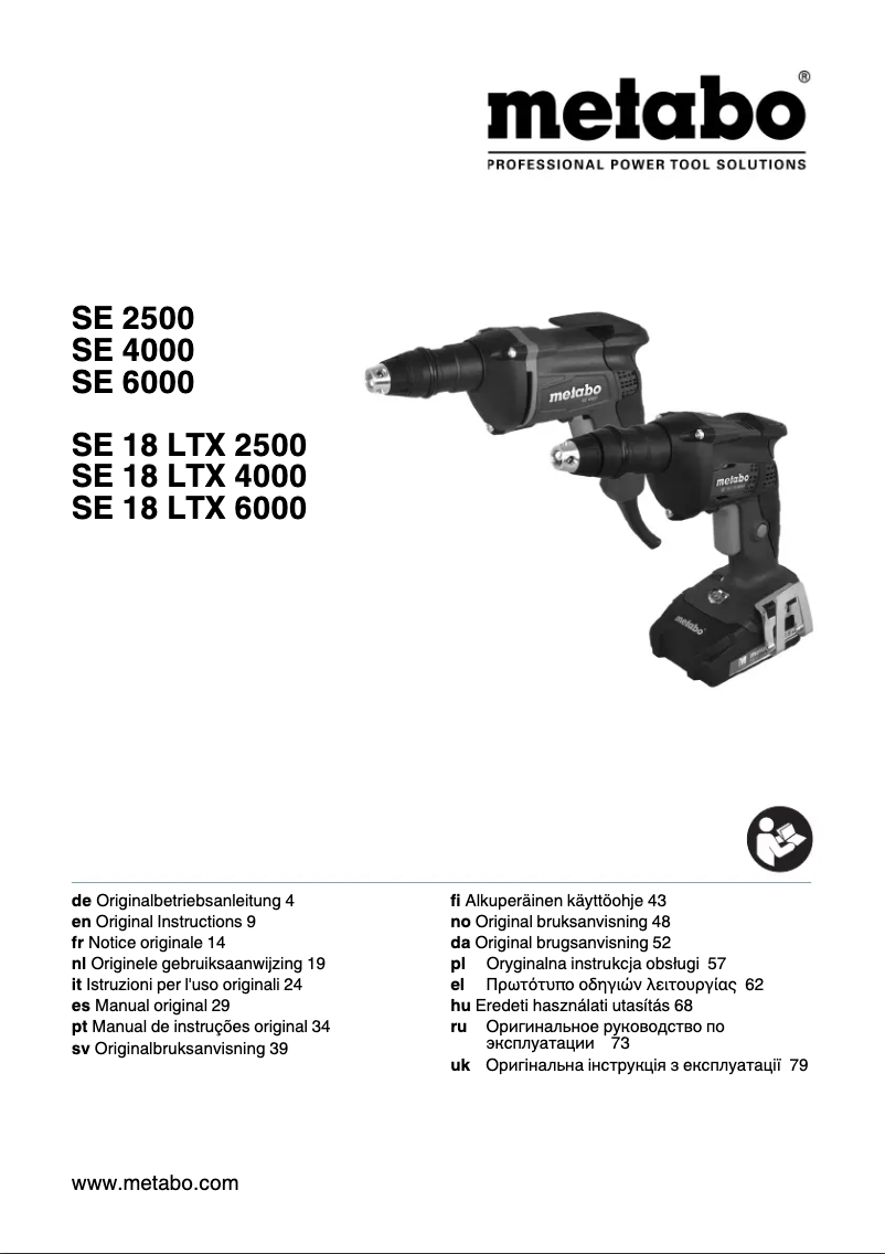Page 1 of the manual User Manual Metabo SE 6000