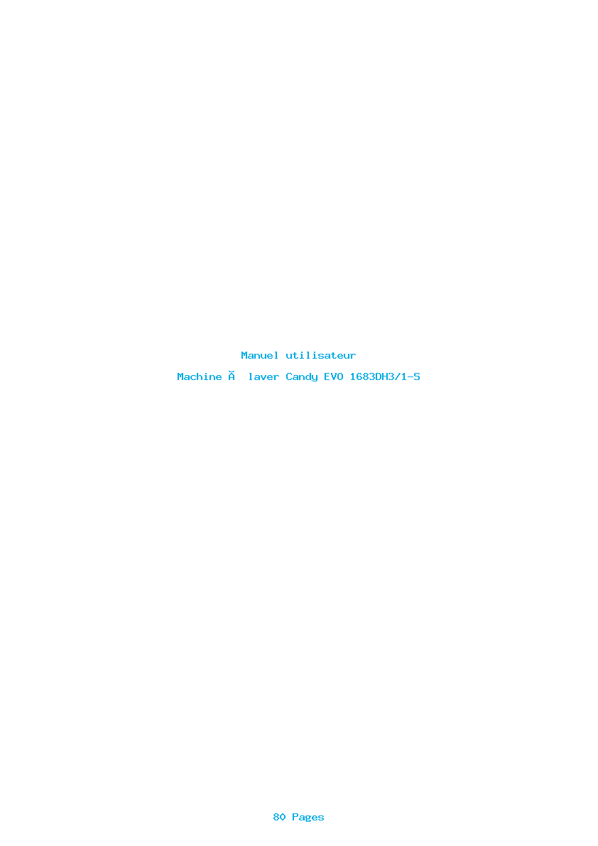 Page 1 de la notice Manuel utilisateur Candy EVO 1683DH3/1-S