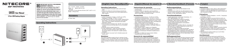 Page 1 de la notice Manuel utilisateur Nitecore UA55