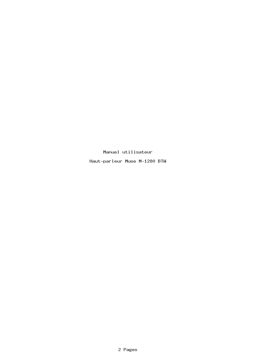 Page 1 de la notice Manuel utilisateur Muse M-1280 BTW