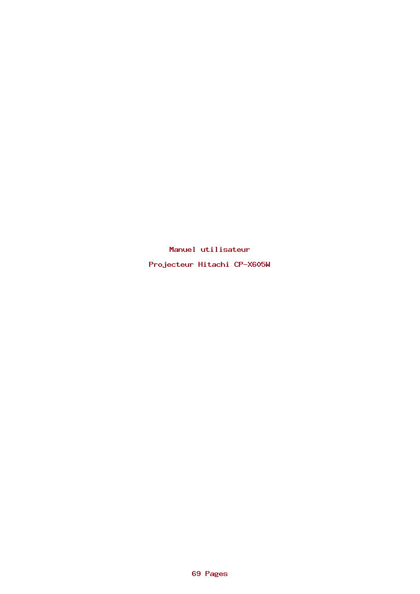 Page 1 de la notice Manuel utilisateur Hitachi CP-X605W