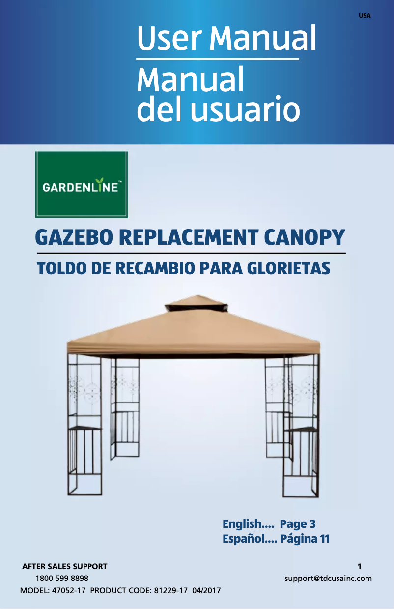 Page 1 of the manual User Manual Gardenline Gazebo with Netting 21994-17