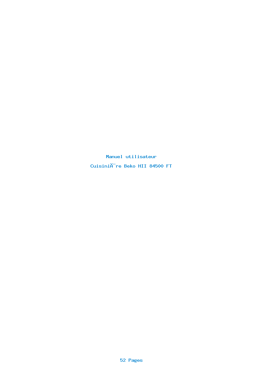 Page 1 de la notice Manuel utilisateur Beko HII 84500 FT