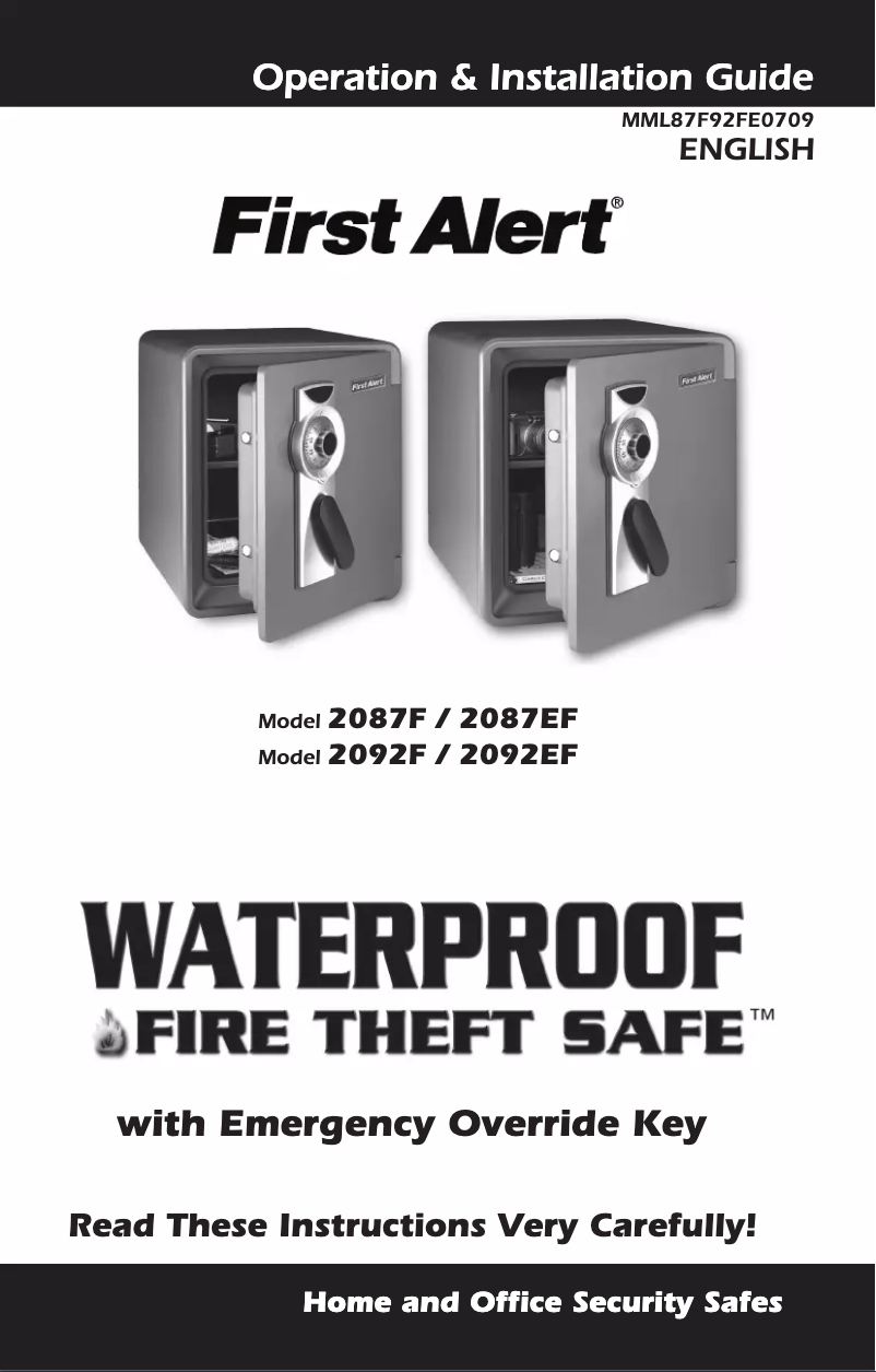 Page 1 de la notice Manuel d'utilisation et d'entretien First Alert 2092F