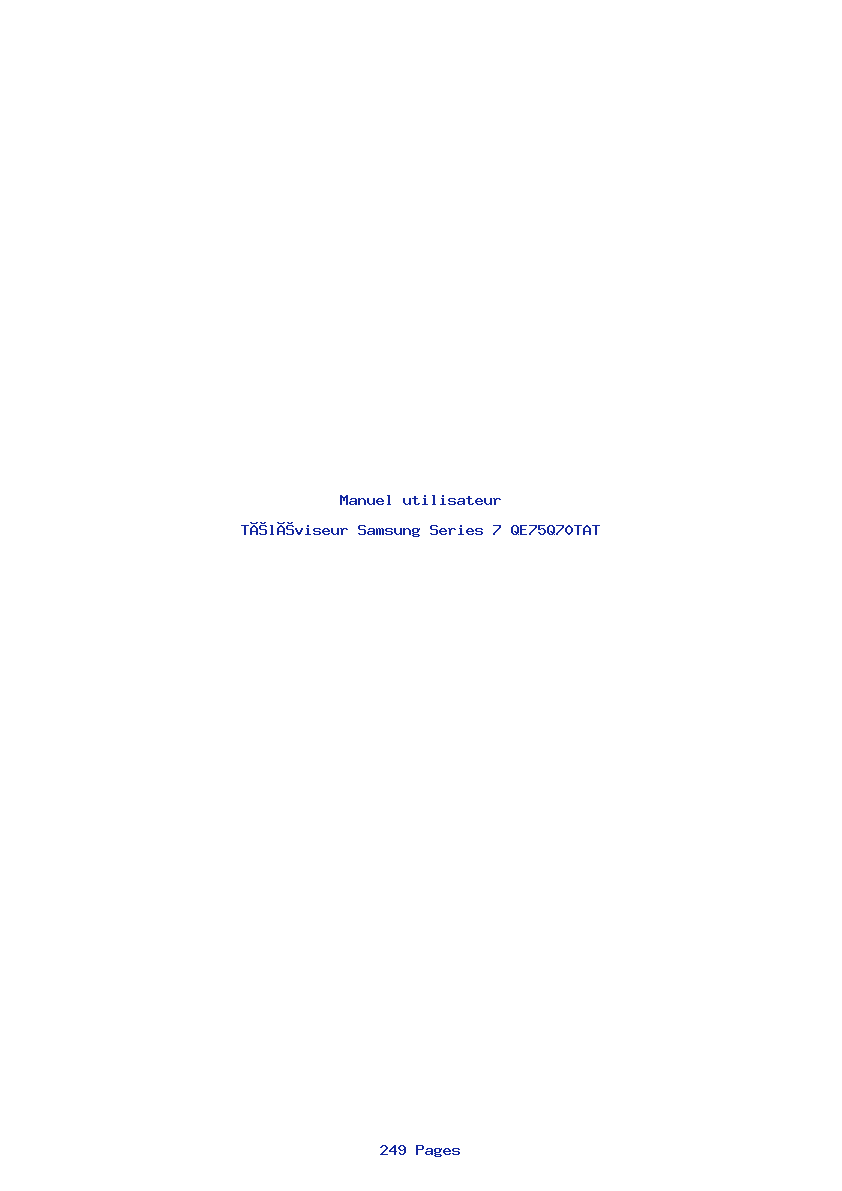 Page 1 de la notice Manuel utilisateur Samsung Series 7 QE75Q70TAT
