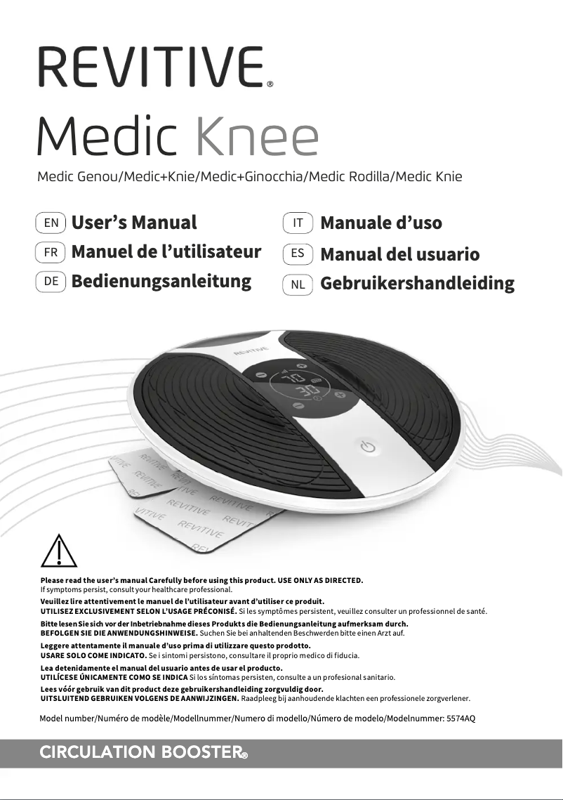 Page 1 de la notice Manuel utilisateur Revitive Medic Knee 5574AQ