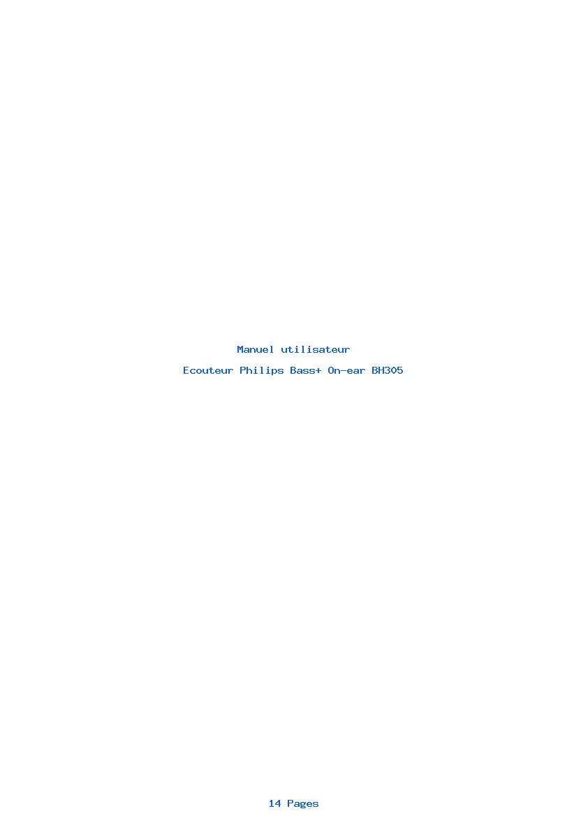 Page 1 de la notice Manuel utilisateur Philips Bass+ On-ear BH305