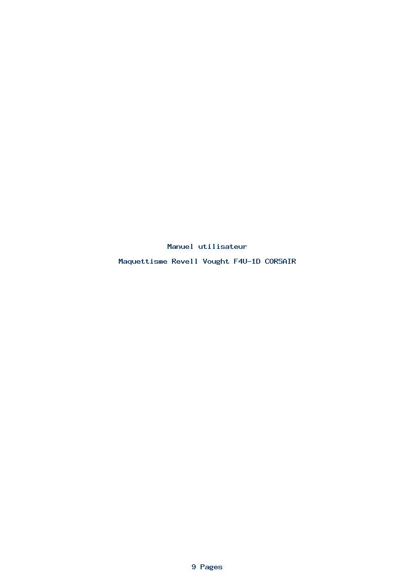 Page 1 de la notice Manuel utilisateur Revell Vought F4U-1D CORSAIR