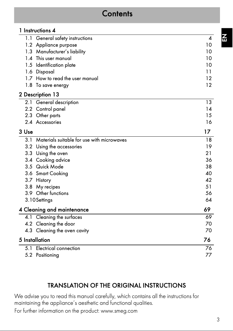 Page 1 de la notice Manuel utilisateur Smeg SFA4303MCX