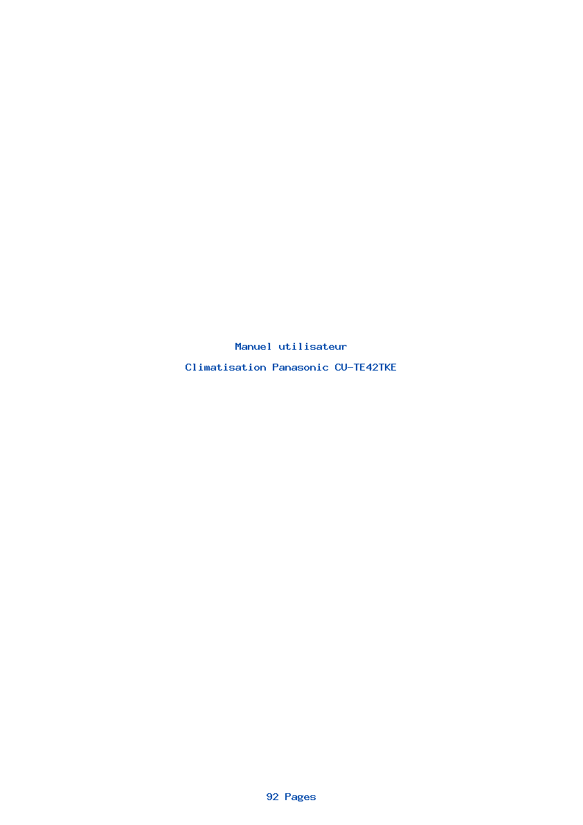Page 1 de la notice Manuel utilisateur Panasonic CU-TE42TKE