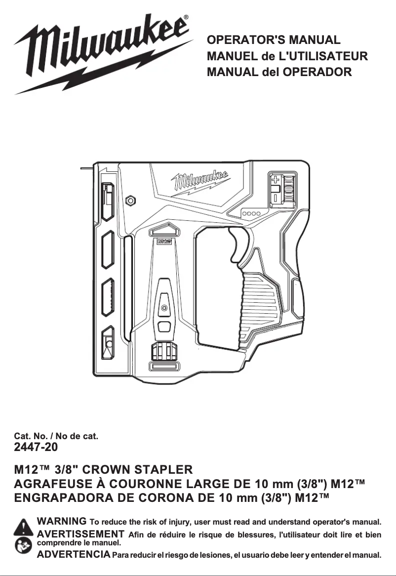 Page 1 de la notice Manuel utilisateur Milwaukee M12 2447-21