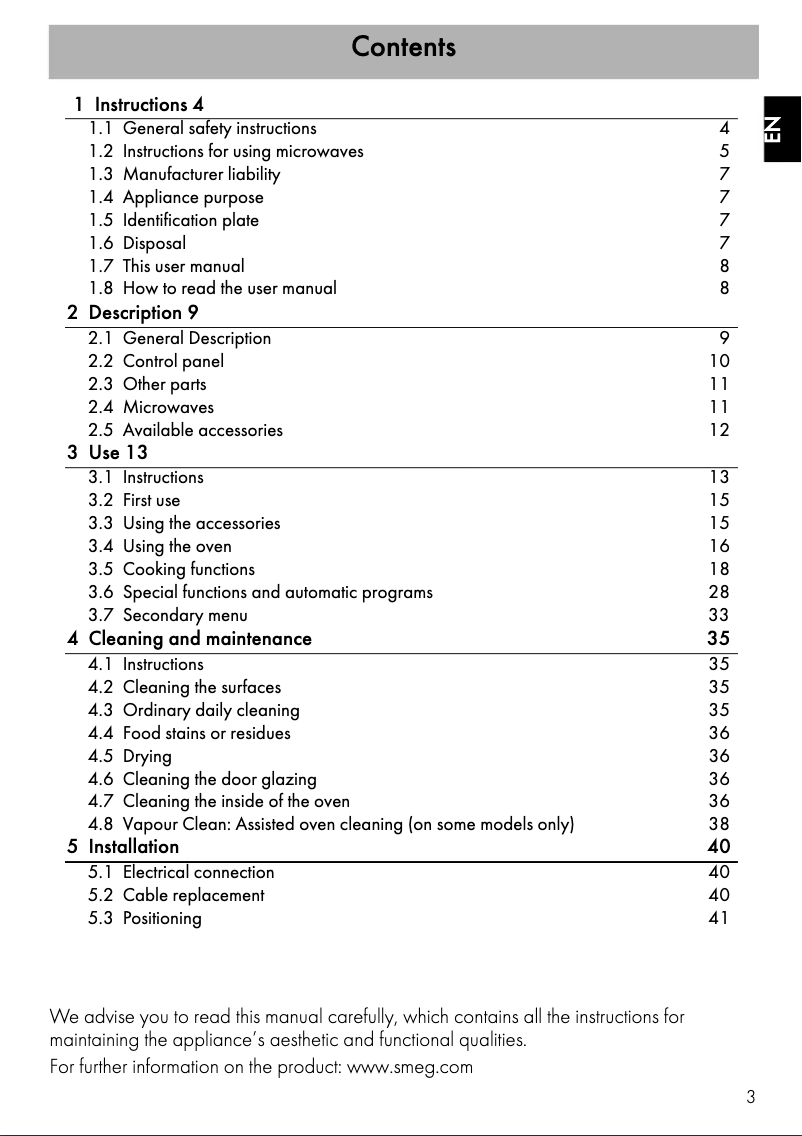 Página 1 del manual Manual de usuario Smeg SFA4920MCX