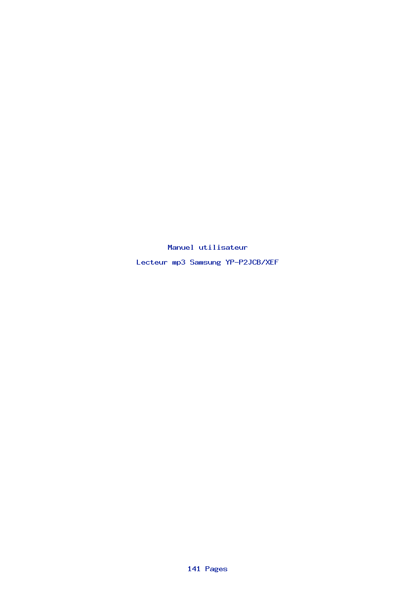 Page 1 de la notice Manuel utilisateur Samsung YP-P2JCB/XEF