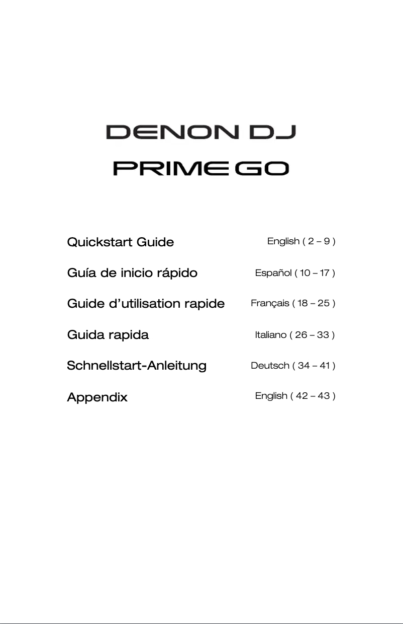 Page 1 de la notice Manuel utilisateur Denon DJ Prime GO