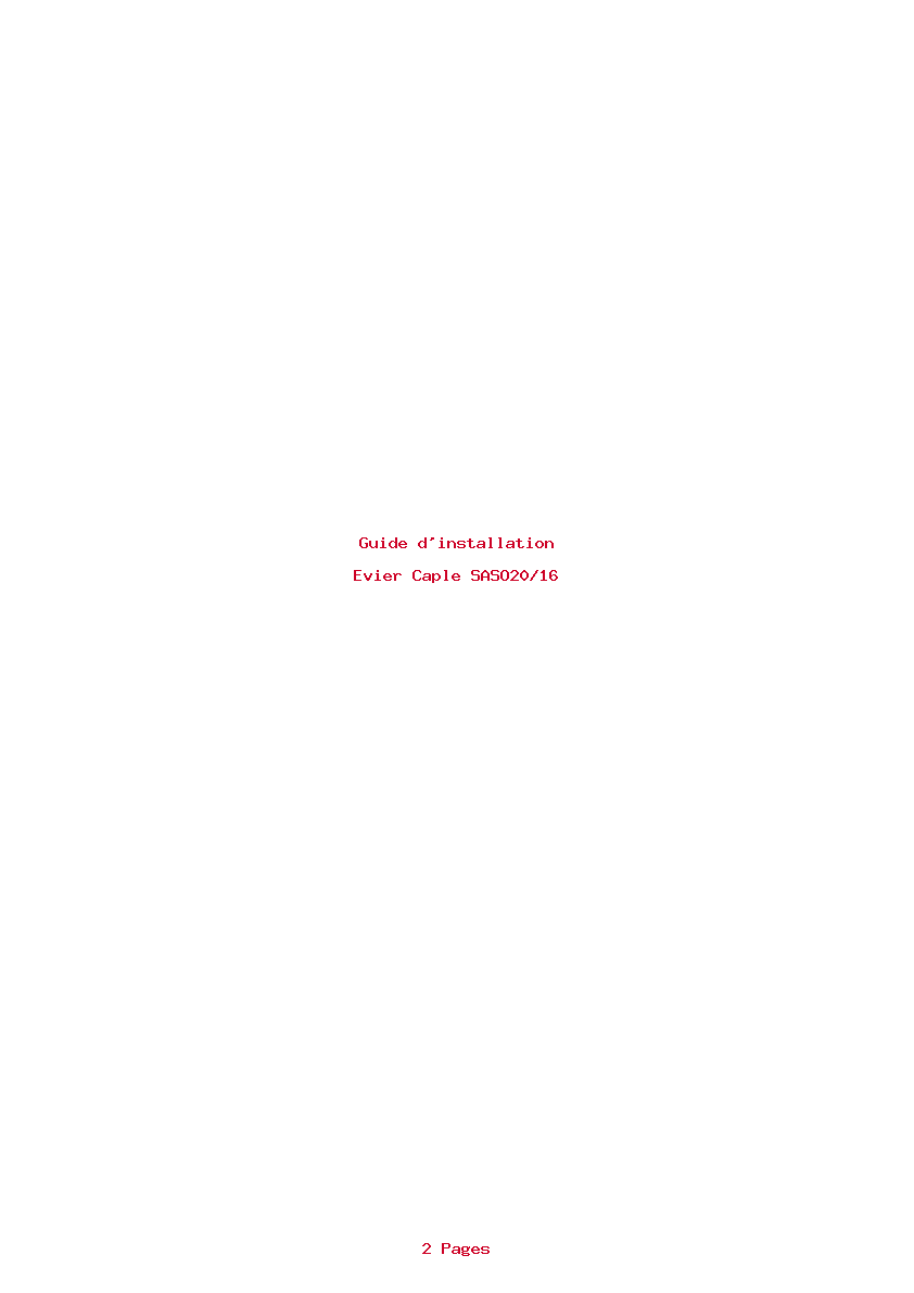 Page 1 de la notice Guide d'installation Caple SASO20/16