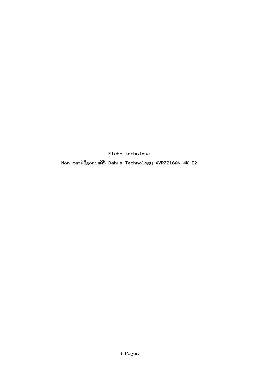 Page 1 de la notice Fiche technique Dahua Technology XVR7216AN-4K-I2
